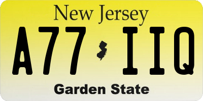 NJ license plate A77IIQ