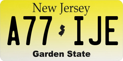 NJ license plate A77IJE