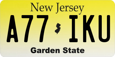 NJ license plate A77IKU