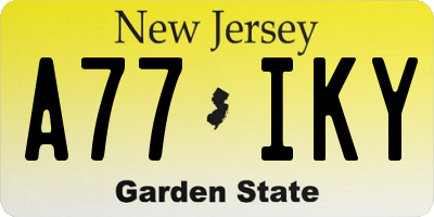 NJ license plate A77IKY