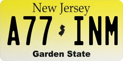 NJ license plate A77INM
