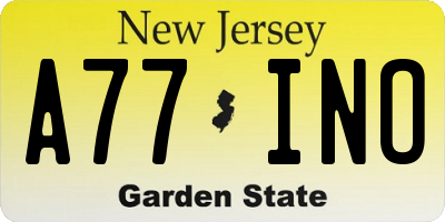 NJ license plate A77INO