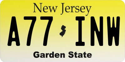 NJ license plate A77INW