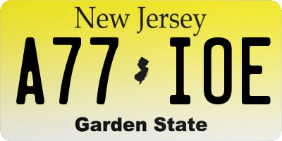 NJ license plate A77IOE