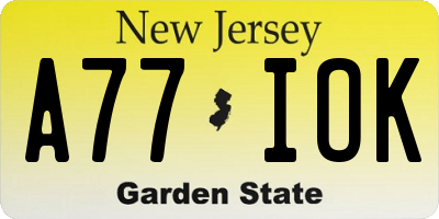 NJ license plate A77IOK