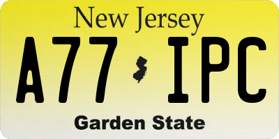 NJ license plate A77IPC
