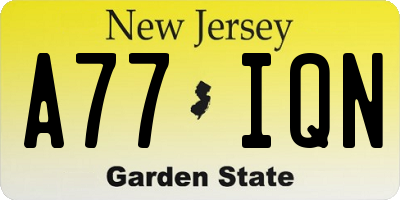 NJ license plate A77IQN