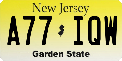 NJ license plate A77IQW