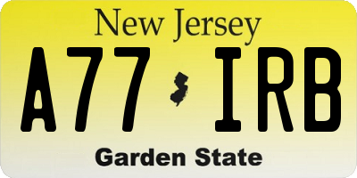NJ license plate A77IRB