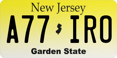 NJ license plate A77IRO