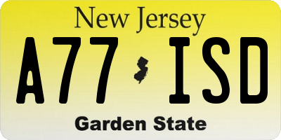 NJ license plate A77ISD
