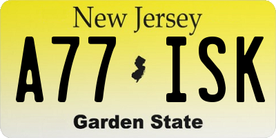 NJ license plate A77ISK