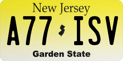 NJ license plate A77ISV