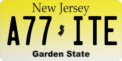 NJ license plate A77ITE