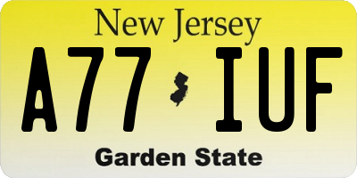 NJ license plate A77IUF