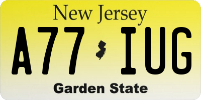 NJ license plate A77IUG