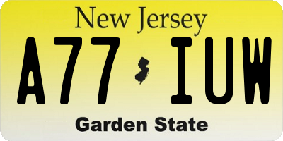 NJ license plate A77IUW