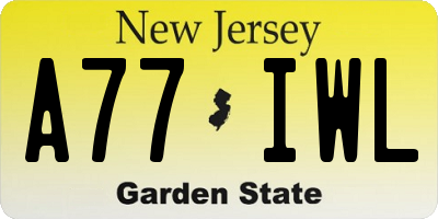 NJ license plate A77IWL
