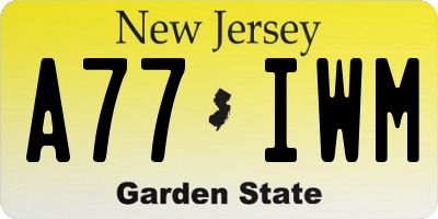 NJ license plate A77IWM