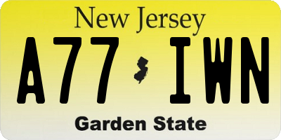 NJ license plate A77IWN