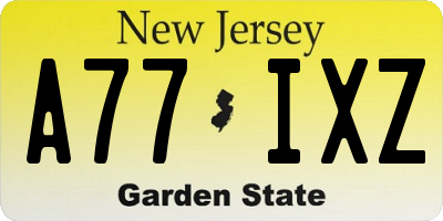 NJ license plate A77IXZ