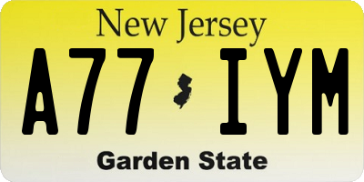 NJ license plate A77IYM