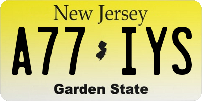 NJ license plate A77IYS