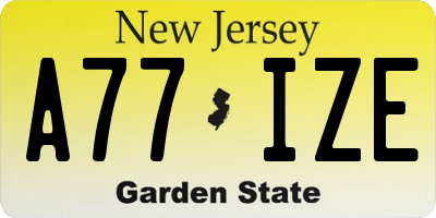 NJ license plate A77IZE