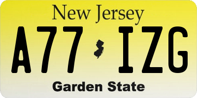 NJ license plate A77IZG