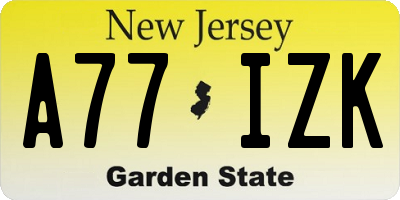 NJ license plate A77IZK