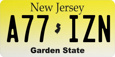 NJ license plate A77IZN