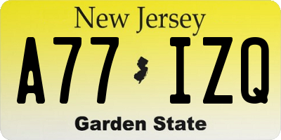 NJ license plate A77IZQ
