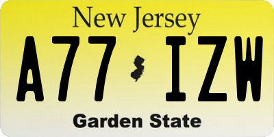 NJ license plate A77IZW