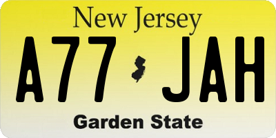 NJ license plate A77JAH