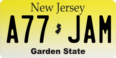 NJ license plate A77JAM