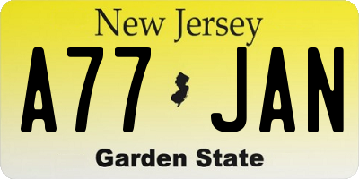 NJ license plate A77JAN