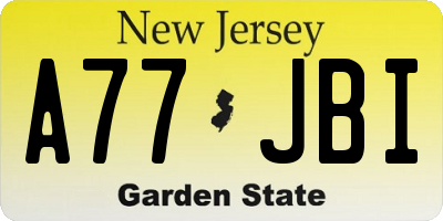 NJ license plate A77JBI