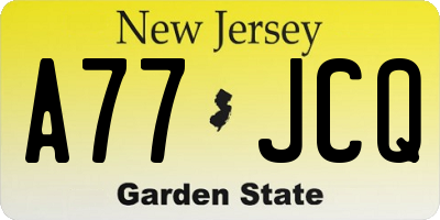 NJ license plate A77JCQ