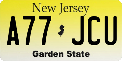 NJ license plate A77JCU