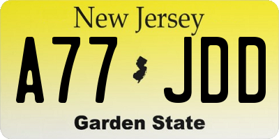 NJ license plate A77JDD