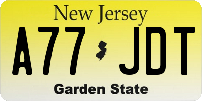 NJ license plate A77JDT
