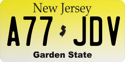 NJ license plate A77JDV
