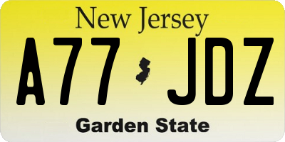 NJ license plate A77JDZ