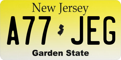 NJ license plate A77JEG