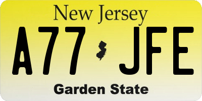 NJ license plate A77JFE