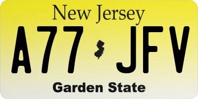 NJ license plate A77JFV