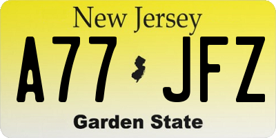 NJ license plate A77JFZ