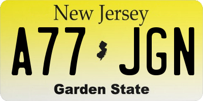 NJ license plate A77JGN