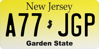 NJ license plate A77JGP