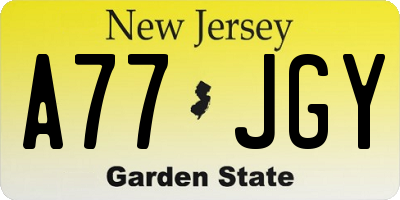 NJ license plate A77JGY